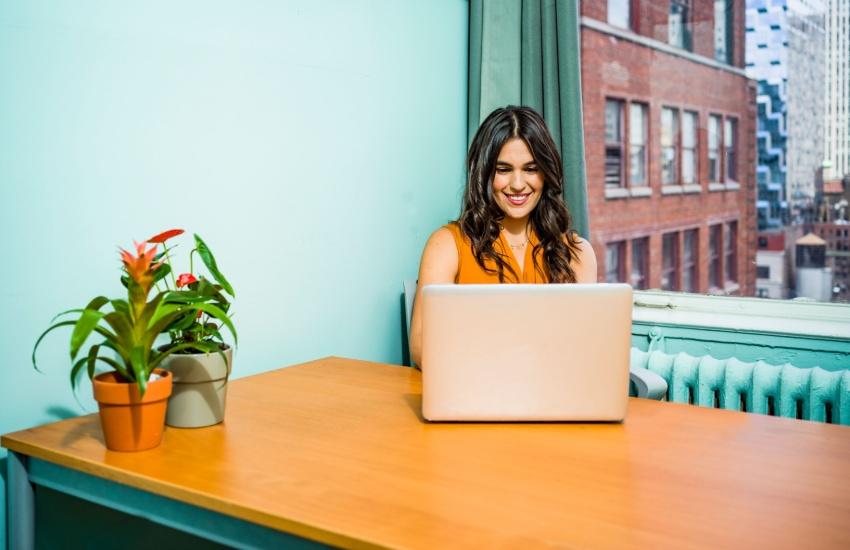 woman working on her laptop